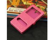Moonmini Case for Xiaomi Redmi Note Silk Grain Leather Slim Flip Stand Case Cover with View Window and Stand Function Pink