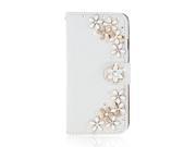 Moonmini Case for Asus Zenfone 6 A601CG Flowers White Luxury 3D Fashion Bling Diamonds PU Leather Flip Case Cover Wallet with Card Holders
