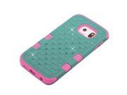 Moonmini Case for Samsung Galaxy S6 Edge G9250 Blue Hot Pink Luxury Bling Rhinestones Hybrid Combo Body Armor Shockproof Case Cover Protector