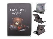 Moonmini Cover for Apple iPad Pro 12.9 inch Don‘t Touch My Pad Lively Bear Pattern PU Leather 360 Degrees Rotating Flip Stand Case Cover Protector