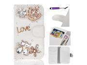 Moonmini Case for Meizu MX5 Luxury 3D Bling Shiny Diamond Rhinestones Crown PU Leather Flip Stand Case Cover Wallet with Magnetic Closure