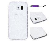 Samsung Galaxy S6 G9200 Ultra thin Flexible Soft TPU Back Case Cover Shell Protector White Flower 2