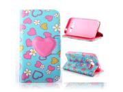 Samsung Galaxy Core Prime G360 PU Leather Flip Stand Wallet Card Slots Case Cover with Love Heart Magnetic Closure Style 3