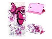 Samsung Galaxy Grand Prime G530H PU Leather Flip Stand Wallet Card Slots Case Cover with Butterfly Magnetic Closure Style 1