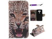Moonmini Case for LG G5 PU Leather Case Flip Stand Cover Wallet Card Slots with Magnetic Closure Leopard