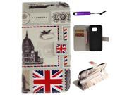 Moonmini Case for Samsung Galaxy S7 Plus PU Leather Flip Stand Wallet Card Slots Case Cover with Magnetic Closure London Envelope