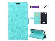 Moonmini Case for Wiko Fever 4G Light Green Crocodile Grain PU Leather Flip Stand Wallet Case Cover with Card Holders and Magnetic Closure