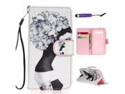Moonmini Case for Samsung Galaxy A3 Mysterious Girl PU Leather Flip Stand Wallet Card Slots Case Cover with Lanyard and Magnetic Closure
