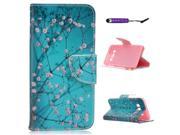 Moonmini Case for Samsung Galaxy J5 2016 J510 PU Leather Case Flip Stand Wallet Cover with Magnetic Closure and Card Slots Plum Blossom