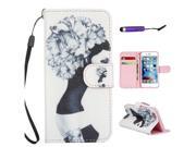 Moonmini Case for Apple iPhone 6 Apple iPhone 6S 4.7 inch Mysterious Girl PU Leather Flip Stand Wallet Card Slots Case Cover with Lanyard and Magnetic Closu