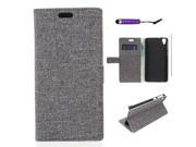 Moonmini Case for HTC Desire 820 Fabric Grain PU Leather Flip Stand Wallet Card Slots Case Cover with Magnetic Closure Grey