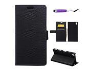 Moonmini Case for Sony Xperia Z5 Premium Black Crocodile Grain PU Leather Flip Stand Case Cover Wallet Card Holders with Magnetic Closure