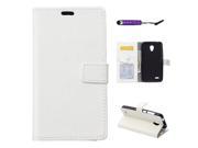 Moonmini Case for Alcatel One Touch Go Play Litchi Grain Genunie Leather Flip Stand Wallet Card Slots Case Cover with Magnetic Closure White