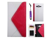 Moonmini Case for Samsung Galaxy Xcover 3 G388F Flip Folio Wallet Card Slots Case Cover Leather Detachable TPU Back Case with Magnetic Closure White Hot Pink