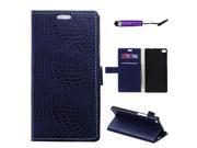 Moonmini Case for Huawei Ascend P8 Crocodile Grain PU Leather Flip Stand Wallet Card Slots Case Cover with Magnetic Closure Blue