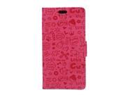 Moonmini Case for ZTE Blade X9 Hot Pink Cartoon Pattern PU Leather Flip Stand Wallet Card Slots Case Cover with Magnetic Closure