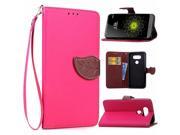 Moonmini Case for LG G5 PU Leather Flip Stand Case Cover Wallet Card Holders with Leaf Design Magnetic Closure and Lanyard Hot Pink