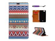 Moonmini Case for Wiko Slide 2 PU Leather Case Flip Stand Cover Wallet Card Slots with Magnetic Closure Tribal Pattern 3