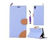 Moonmini Case for Sony Xperia Z5 Denim Pattern PU Leather Card Slots Stand Flip Case Cover with Magnetic Closure Lavender