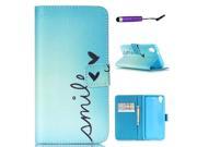 Moonmini Case for HTC Desire 626 PU Leather Flip Stand Wallet Card Slots Case Cover with Magnetic Closure Smile