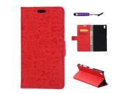 Moonmini Case for Sony Xperia Z5 Premium Z5 Plus Red Cute Cartoon Pattern PU Leather Flip Stand Case Cover Wallet Card Holders with Magnetic Closure