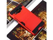 Moonmini case for Samsung Galaxy A5 Hybrid Combo Shock Absorption Back Case Shell with Card Holder Red