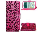 Moonmini case for iPhone 7 Plus Leopard Pattern PU Leather Case Flip Stand Cover Wallet Card Slots with Photo Holder and Magnetic Closure Hot Pink