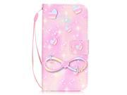 Moonmini case for Apple iPhone 7 PU Leather Case Flip Stand Cover Wallet Card Slots with Magnetic Closure and Lanyard Hearts