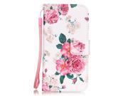 Moonmini case for Apple iPhone 7 Plus PU Leather Case Flip Stand Cover Wallet Card Slots with Magnetic Closure and Lanyard Flowers