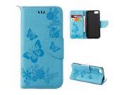 Moonmini case for iPhone 7 Butterfly Pattern PU Leather Case Flip Stand Cover Wallet Card Slots with Magnetic Closure Sky Blue