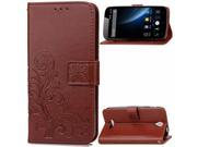 Moonmini case for Doogee X6 Lucky Clover Pattern PU Leather Case Flip Stand Cover Wallet Card Slots with Magnetic Closure Brown
