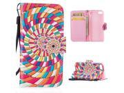 Moonmini case for iPhone SE 5SE 5 5S PU Leather Case Flip Stand Cover Wallet Card Slots with Magnetic Closure and Lanyard Colorful Spiral