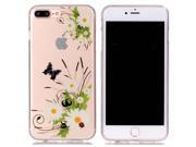 Moonmini case for iPhone 7 Plus Ultra Slim Fit Shockproof Transparent Soft TPU Phone Back case Protector Daisy Butterfly