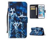 Moonmini case for iPhone 7 Plus PU Leather Case Flip Stand Cover Wallet Card Slots with Magnetic Closure and Lanyard Giraffe