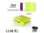 Original UNIC UC50 Handheld Micro DLP Mini Projector 800 lumens Full HD 1080P Home Theater projecting Built in with USB SD AV HDMI Green