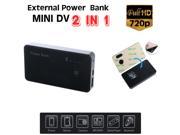 KSRplayer@720 Motion Activated Spy Camera DVR Power Bank Portable Battery HD Video Spycam Black