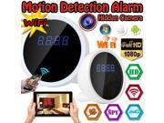 1080P Wireless WiFi HD Camcord Motion Detection Alarm Clock DVR Hidden Spy Camera White