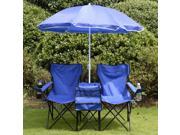 Portable Folding Picnic Double Chair W Umbrella Table Cooler Beach Camping Chair