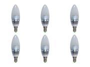 6 Pack 120V 240V Candle Tear Drop LED Light Bulb Fits E14 Cool White Frosted Lense 3 Watts Bright SES Chandelier
