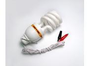 DC 12 Volt 15 Watt Compact Fluorescent Light Bulb Low Voltage CFL Cool White Lamp With Wiring And DC Battery Clamp 6 Pack