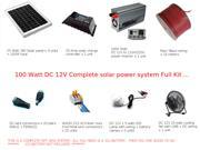 FULL 100 Watt Off Grid Solar Power System DC 12V PV Generator Complete Set Full Kit Remote Cabin Site