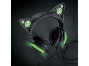 Brookstone Wired Cat Ear Headphones Black Green