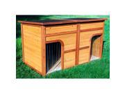 Cunninghamia Cedar Wood Flat Top Duplex Dog House with Asphalt Roof and Removable Middle Partition