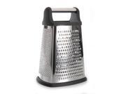 Stainless Steel Dishwasher Safe 4 Sided Grater with ABS and Rubber Coated Handle and Rubber Base