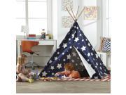 Eucalyptus Hardwood and Cotton Canvas Children s Teepee with Stars and 2? Flap Front Opening for Indoor Use