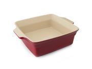 Geminis Stoneware Oven and Microwave Safe Square Baking Dish with Comfortable Thumb Grip Handle