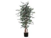 6 Silk and Polyester Variegated Ficus Executive Tree with Plastic Insertable Pot and Real Dragonwood Trunk