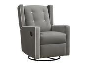Mikayla Button Tufted Swivel Gliding Recliner Chair with Contrasting Welt Details and Foam Filled Seat