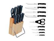 Lagos Stainless Steel 15 Piece Knife Set and Wooden Block with Anti Skid Base by BergHOFF