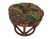 Rattan Footstool with Tapestry Cushion